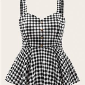 PLUS PLAID PEPLUM TOP